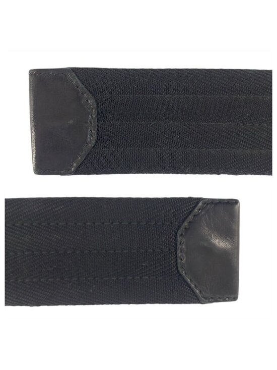 Prada Black Silver Nylon Belt Rolla Buckle